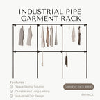 Industrial Pipe Clothing Rack, Heavy Duty Wall Mounted Clothes Rack,Retail Display Hanging Garment Rod for Laundry Rooms, Closet Storage, 14.6x110x82.7 Inches, Model K04
