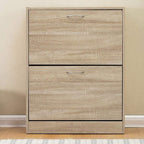 BAKAJI Shoe Rack Space Saving Melamine Wood with 2 Folding Doors and Double Depth Dimensions 60 x 24 x 83.5 cm (Beige), Unique