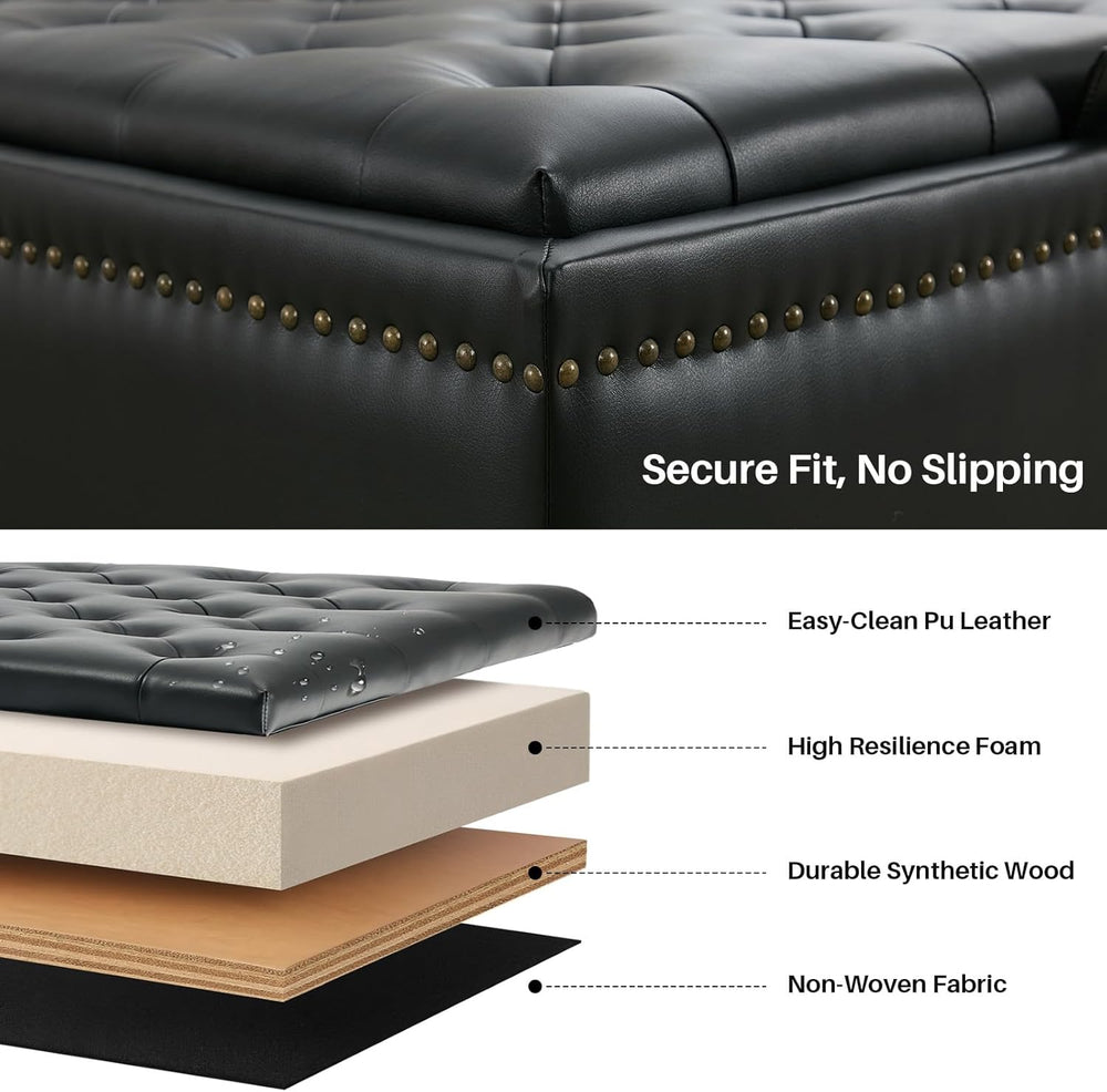 Storage Ottoman Coffee Table, Large Ottoman with Storage Oversized Square Foo...