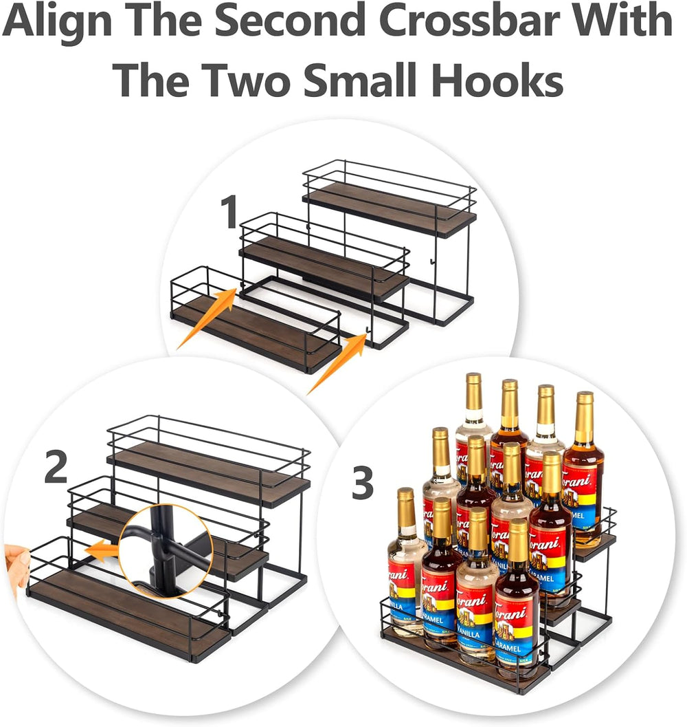 kimilus 12 Bottle Capacity Coffee Syrup Organizer 3 Tier Coffee Syrup Stand S...