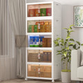 Extra Large Stackable Storage Bins with Lids & Wheels, Foldable Collapsible Closet Organizers Storage Cabinet with Doors for Bedroom Dorm (White, 600QT-120QT/30GAL*5Pack)