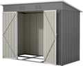 4'x8' Metal Shed Outdoor Storage Shed,Metal Steel Utility Tool Shed Storage House with Double Lockable Doors and Air Vent for Backyard Garden Patio Lawn Gray