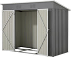 4'x8' Metal Shed Outdoor Storage Shed,Metal Steel Utility Tool Shed Storage House with Double Lockable Doors and Air Vent for Backyard Garden Patio Lawn Gray