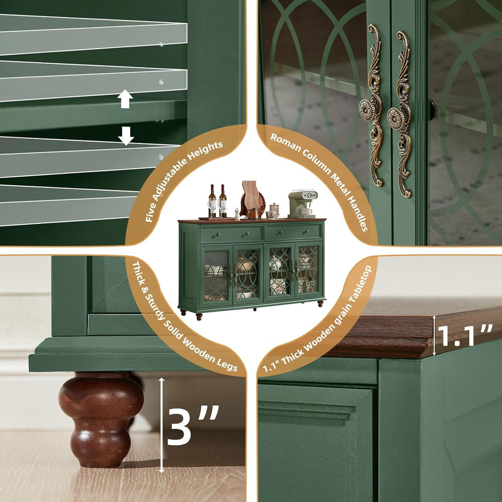 Joaxswe Farmhouse Sideboard Buffet Cabinet with Storage,Adjustable Shelves Co...