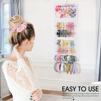 SNOWSTAR Hair Claw Clip Organizer, Large Transparent Bag for Scrunchies Holder and Hair Ties Organizer with Women Girls, Hair Accessorie Hanging Storage Home Decor Wall, Door