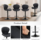 COLAMY Bar Stools Set of 4, Modern Swivel Bar Chairs, Adjustable Faux Leather Upholstered Barstools Counter Height with High Backrest for Bar, Kitchen Island, Dining Room, Black