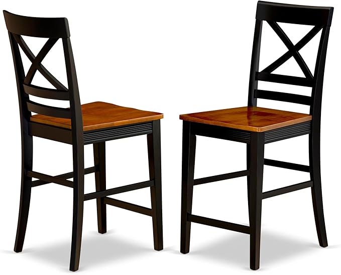 East West Furniture DOQU9-BCH-W 9 Piece Kitchen Table Set Includes a Rectangle Dining Table with Butterfly Leaf and 8 Dining Room Chairs, 42x78 Inch, Black & Cherry