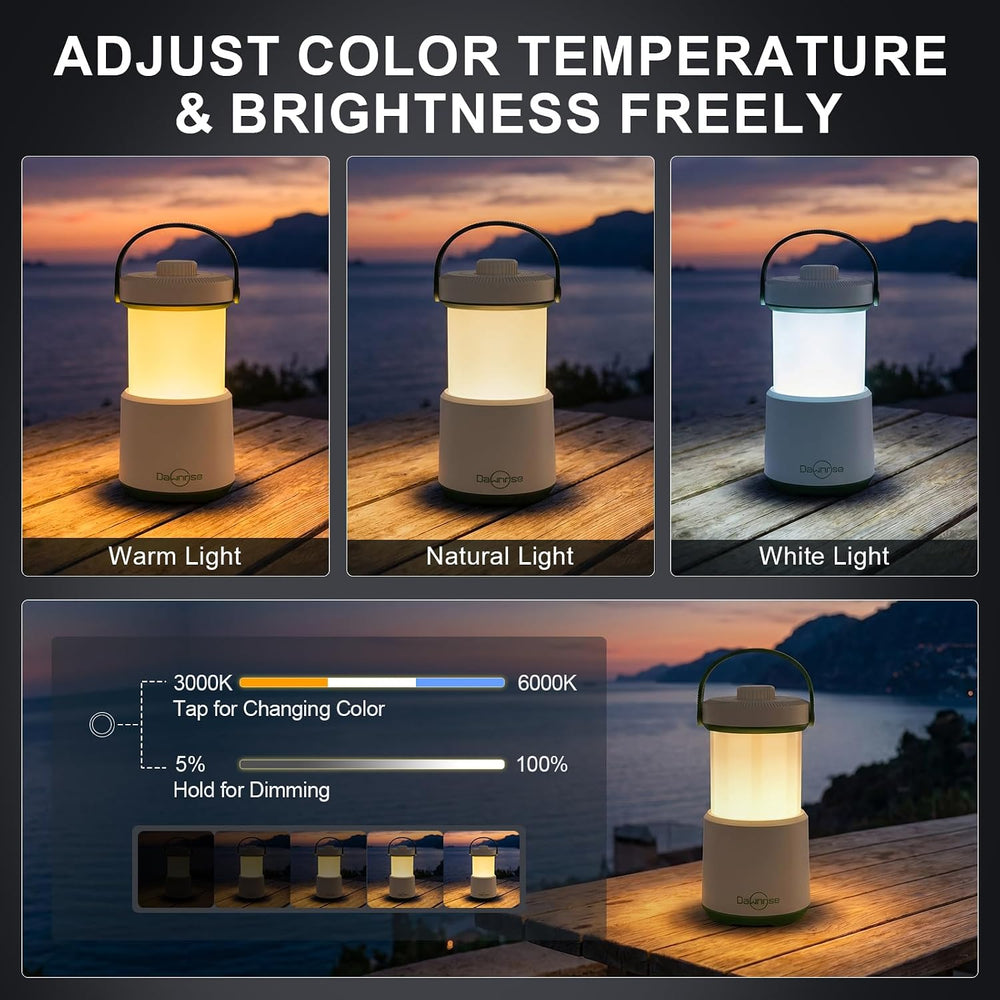Dawnrise Rechargeable LED Camping Lantern, 5-in-1 Tent Light with 750Lm