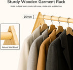 Wood Clothes Rack with Storage, Freestanding Clothing Racks for Hanging Clothes Garment Rack for Bedroom, Entryway, Living Room