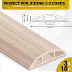 Floor Cord Cover 10FT Cord Covers for Wires on Floor Protect Wires & Prevent Trip Hazards, Easy to Cut for Home, Office, School, Concerts, Cavity W0.6in x H0.32in