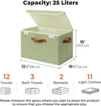 GRANNY SAYS Fabric Storage Bins with Lids, Decorative Storage Boxes with PU Handles, Keepsake Memory box, Shelf Baskets for Closet, Sage Green, Large, 2-Pack