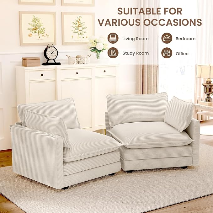 ROWHY 78'' Sectional 2 Seat Cloud Loveseat with 2 Throw Pillows, Mode...