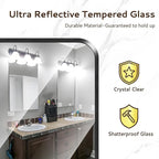 20x28 Rounded Rectangle Bathroom Mirrors for Over Sink, Black Vanity Mirror with Metal Frame Wall Mounted, Modern Farmhouse Mirror for Restroom, Bedroom, Entryway Decor