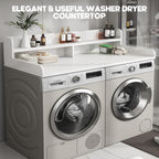 2-Tier Washer and Dryer Countertop with 2.75" H Guard,58" W x 28" D Laundry Countertop Cover with Non-Slip Pad,Large Space Laundry Topper for Folding Clothes Over Washer and Dryer-White
