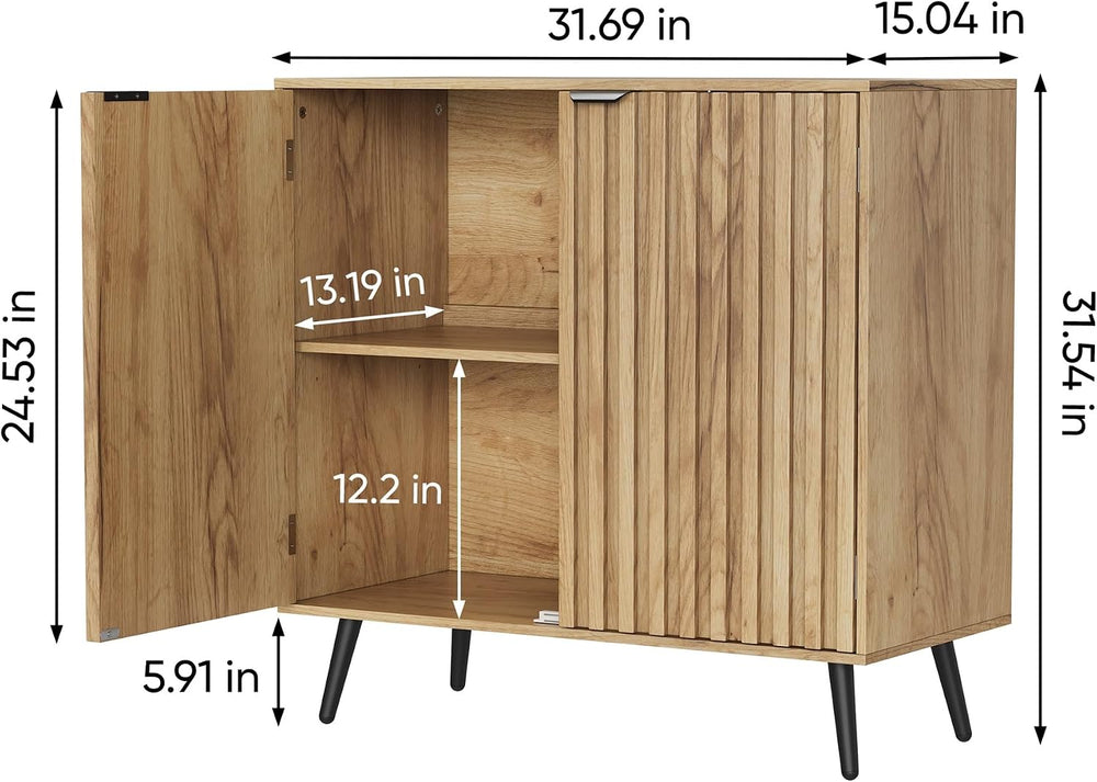 Semiocthome Buffet Cabinet with Storage, Sideboard Cabinet with Fluted Doors ...