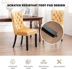Velvet Dining Chairs Set of 2,Upholstered Dining Chairs with Ring Pull Trim and Button Back,Modern Seating for Kitchen, Bedroom & Living Room(Gold)