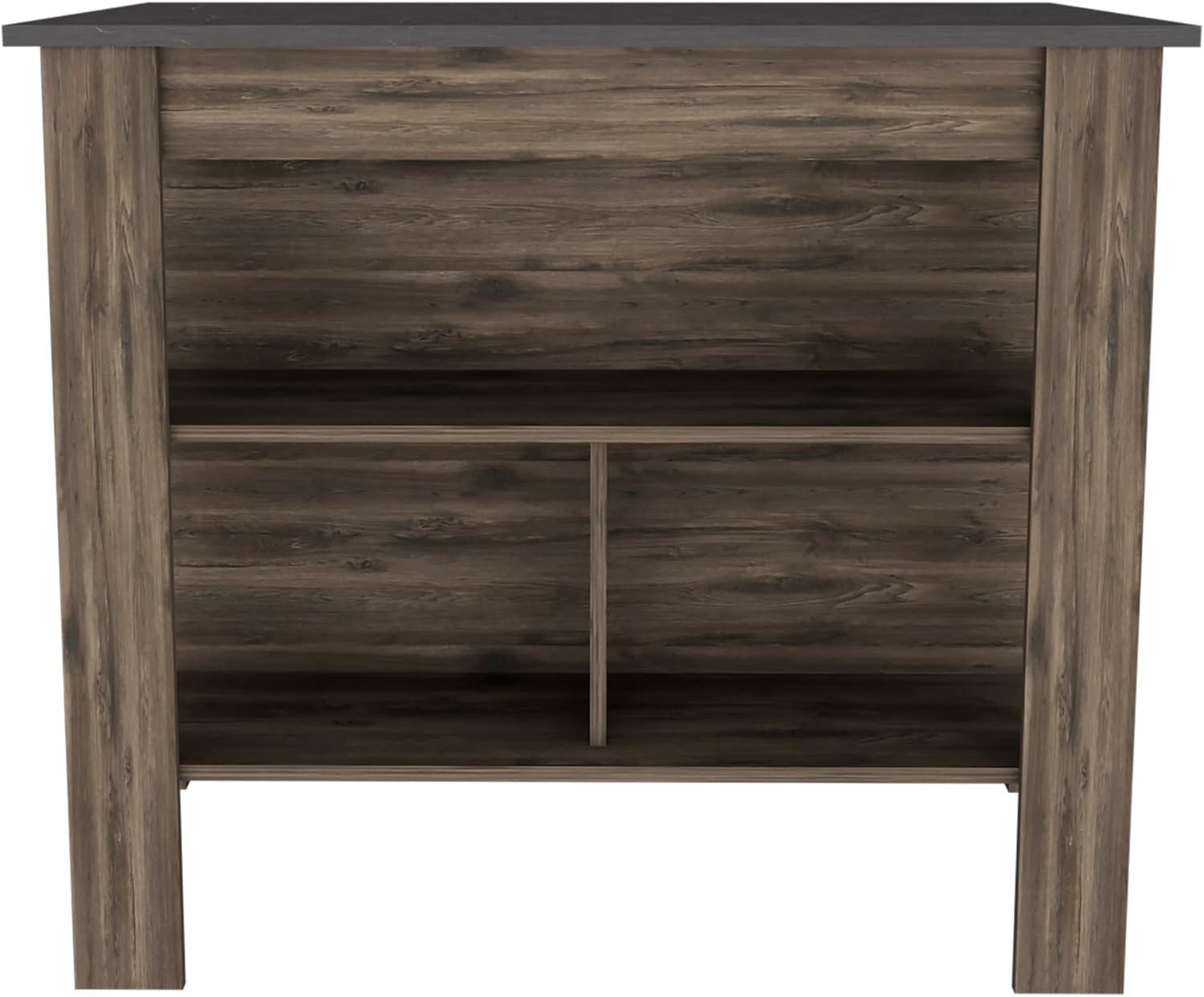 TUHOME Cala Kitchen Island with Storage and Seating, 35.4" Tall Workstation, 3 Open Shelves, Wide Tabletop, Four Sturdy Legs, Engineered Wood, Small Kitchen Island for Meal Prep