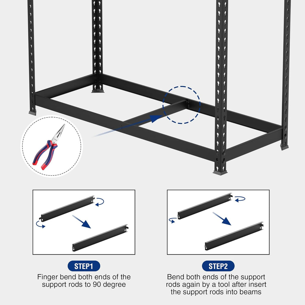 WORKPRO 5-Tier Steel Shelving Unit-Black, 35-3/10”W x 17-1/2”D x 72”H, Adjustable Storage Rack, Heavy Duty Shelf with MDF Board, 1650 lbs Load Capacity (Total) for Garage, Basement, Warehouse, Kitchen