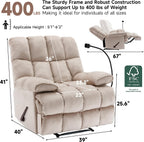 Oversized Recliner Chair, Big Mans Recliner Chairs for Adults 400lbs, Wide Recliners for Tall Man, Large Recliner Chair for Living Room(Cream)