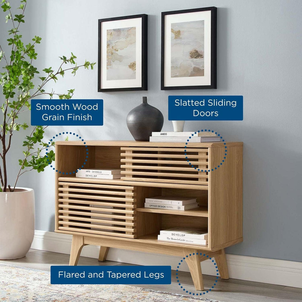 Modway Render Mid-Century Modern Two-Tier Display Stand in Oak
