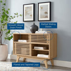 Modway Render Mid-Century Modern Two-Tier Display Stand in Oak