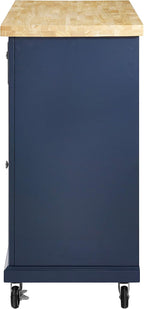 Crosley Furniture Madison Madison Rolling Kitchen Island Cart, Microwave Stand, Coffee Bar, with Shelves and Drawers, Navy