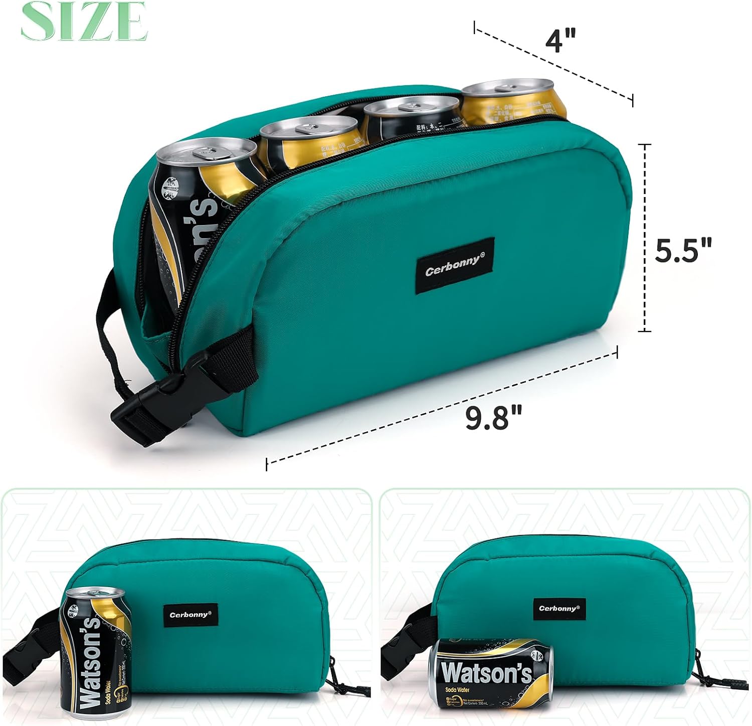 Cerbonny Small Cooler Bag Freezable Lunch Bag for Work School Travel, Leak-proof, Insulated, Waterproof, Portable, 3.5L, Iron Blue-2