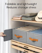 Closet Organizers and Storage - Fabric Clothes Organizer with Handles, Foldable Jeans Organizer for Clothes, Drawer Organizer for Shirts, Bra, Sweater, Scarf, 4 Pack, Grey