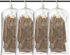 TAILI Hanging Vacuum Sealer Spave Saver Storage Bags for Clothes, Closet Organizers, Travel, (4 Pack Short) Clear