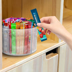 360° Turntable Drink Packet Organizer, Rotating Turntable Organizer, Clear Lazy Susan for Powdered Drink Mix, Water Drink Packet Holder Organizer for Drink Mix Necessities