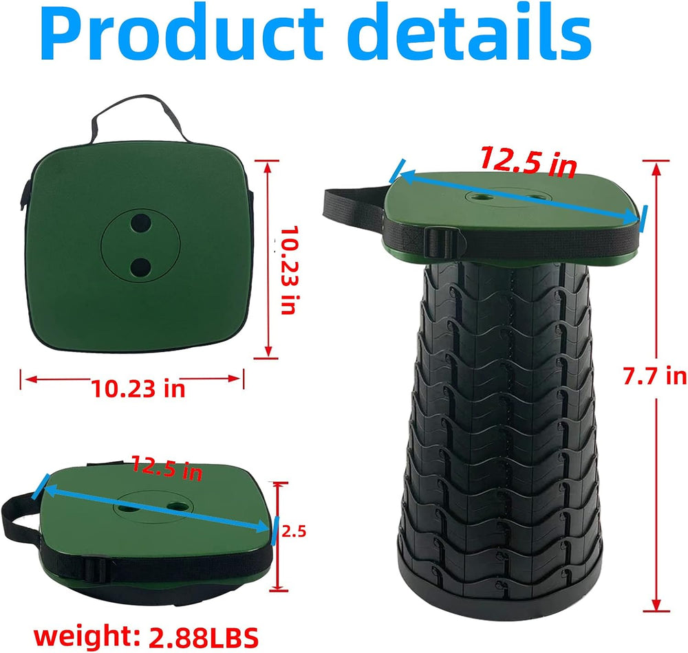Collapsible Camping Stool with Seat Cushion & Nylon Bag, Square Portable ...