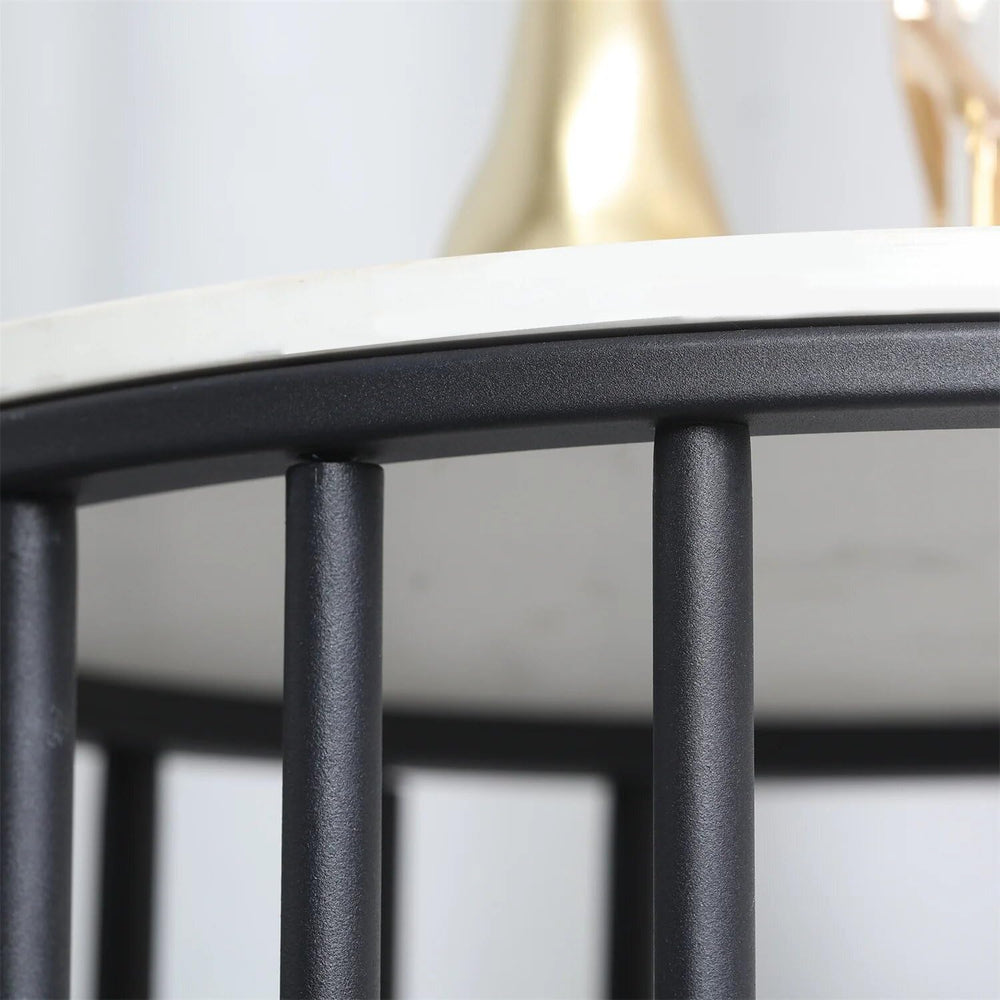15.7Wx15.7Dx21.3H inch 2-Tier White Marble Side Table Round Coffee Table Nigh...