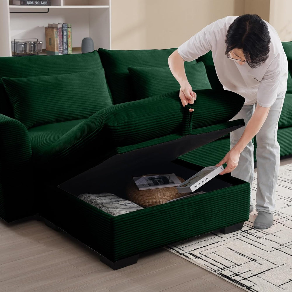 Corduroy Fabric Ottomans Footrest to Combine with 2 Seater Sofa, 3 Seater Sof...