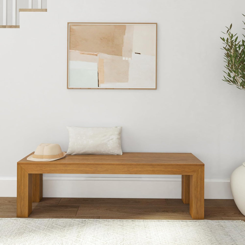 Plank+Beam Modern Dining Bench, 60 Inch, Pecan Wirebrush | Non-Toxic Finishes...
