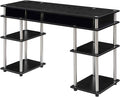 Convenience Concepts Designs2Go No Tools Student Desk 47.25" - Contemporary Office, Dorm Room Desk and Vanity with Storage Shelves, Black