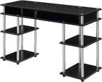 Convenience Concepts Designs2Go No Tools Student Desk 47.25" - Contemporary Office, Dorm Room Desk and Vanity with Storage Shelves, Black