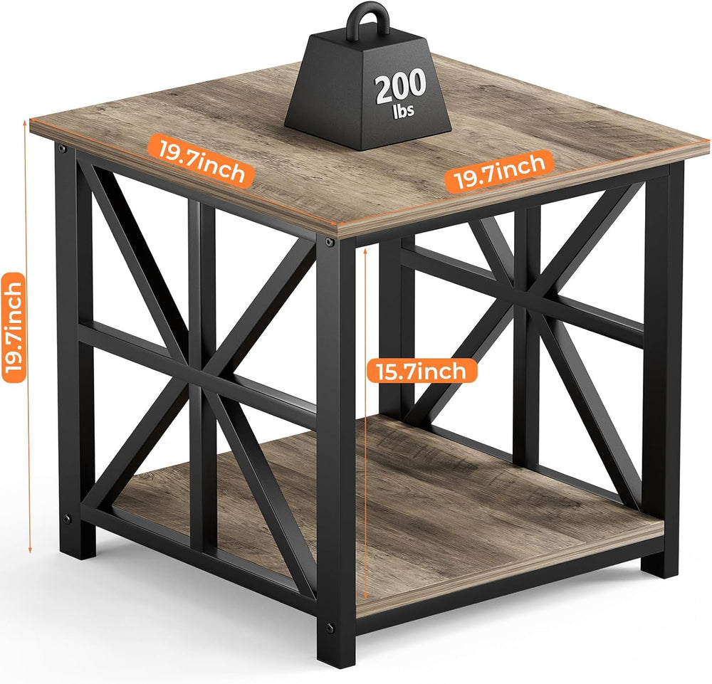 GreenForest End Table with 2-Tier Storage Shelf, 19.7 inch Side Table for Liv...