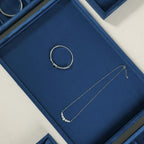 Velvet Stackable Jewelry Display Flat Tray For Ring Earring Necklace Bracelet, Bangle Pendant Storage Blank Plate, Shop Countertop Jewelry Dish Organizer (Blue)