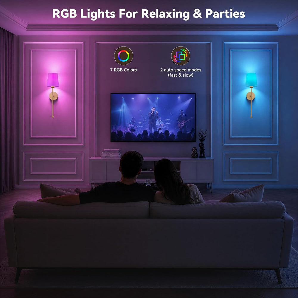 Battery Operated Wall Sconces, Gold, 2 Pack with Magnetic Bulbs,RF Remote