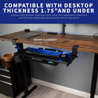 VIVO Large Clamp-on Height Adjustable Keyboard Tray, Pull Out Platform, Pencil Drawer, 27 (33 Including Clamps) x 11 inch Slide-Out Tray Storage Drawer, Black, MOUNT-KB05-4DH