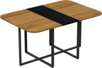 dining room table set for 6, 7-Piece Modern Kitchen & Living Room Set, 59" Space-Saving Two-Tone Wood Grain Rectangular Table with 6 PU Leather Chairs, Metal Frame for Apartment & Small Spaces