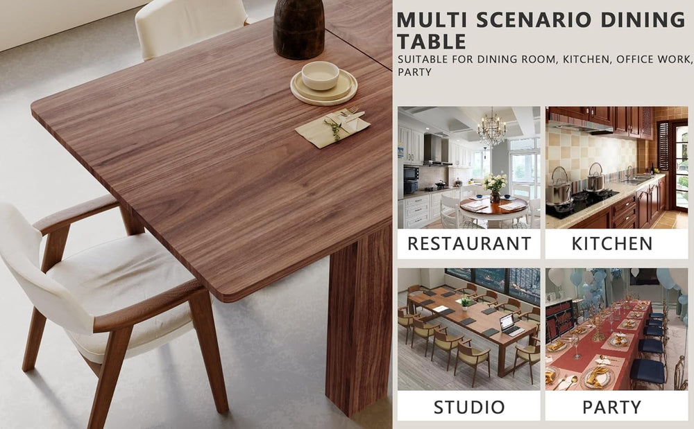 55" to 86" Expandable Dining Table with Slide-Out Leaf for 6 10 Peo...