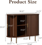 Sideboard Buffet Cabinet with Storage, 40 Inch Mid Century Modern Fluted Credenza with Sliding Door & Adjustable Shelf, Coffee Bar Cabinet for Kitchen, Living Room, Entryway