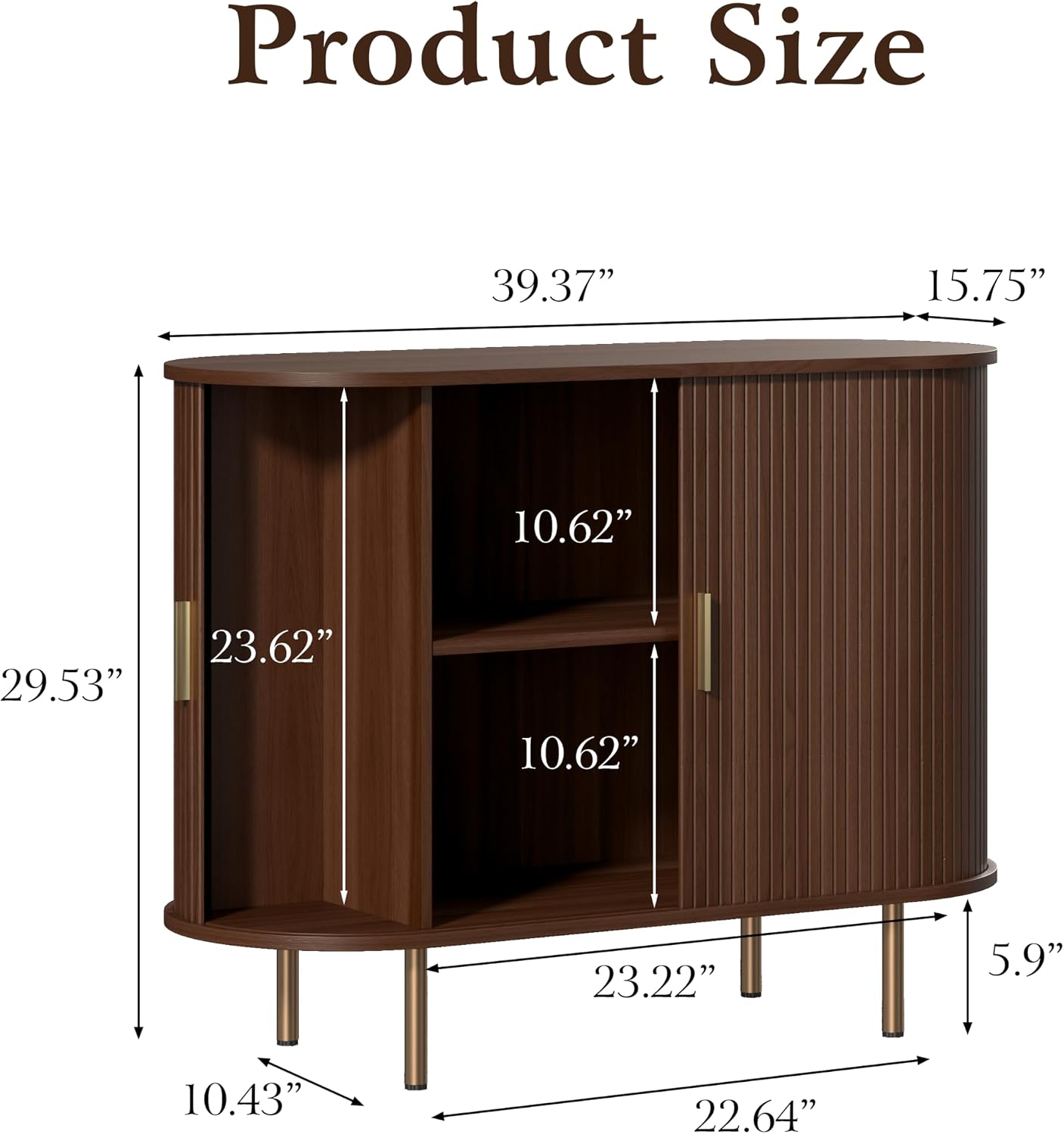 Sideboard Buffet Cabinet with Storage, 40 Inch Mid Century Modern Fluted Credenza with Sliding Door & Adjustable Shelf, Coffee Bar Cabinet for Kitchen, Living Room, Entryway