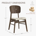Wooden Dining Chairs Set of 6, Upholstered Modern Dining Room Chairs, Mid Century Oak Kitchen Chairs with Ergonomic Wood Backrest for Farmhouse, Restaurant, Café (Cream Fabric & Walnut Color)