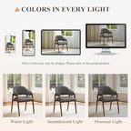 Wooden Dining Chairs Set of 6, Modern Fabric Upholstered Dining Room Chair, Kitchen Side Chairs, Farmhouse Dinner Chair with Curved Open Back for Kitchen, Grey