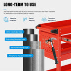3 Tier Heavy Duty Tool Cart, Mechanic Metal Rolling Tool Cart 900 Lbs Work Carts with Locked Drawers & Pegboard for Garage Workshop