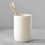 Toothbrush Holder for Bathrooms - 1 Cup Ceramic Toothbrush Toothpaste Holder, Beige Bathroom Tumbler Cup Reusable Toothbrush Mouthwash Cup, Bathroom Counter Organizer