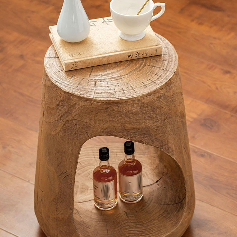 MGO Accent Side Table, Hollow Round-Shaped Decorative Accent Side End Table, ...