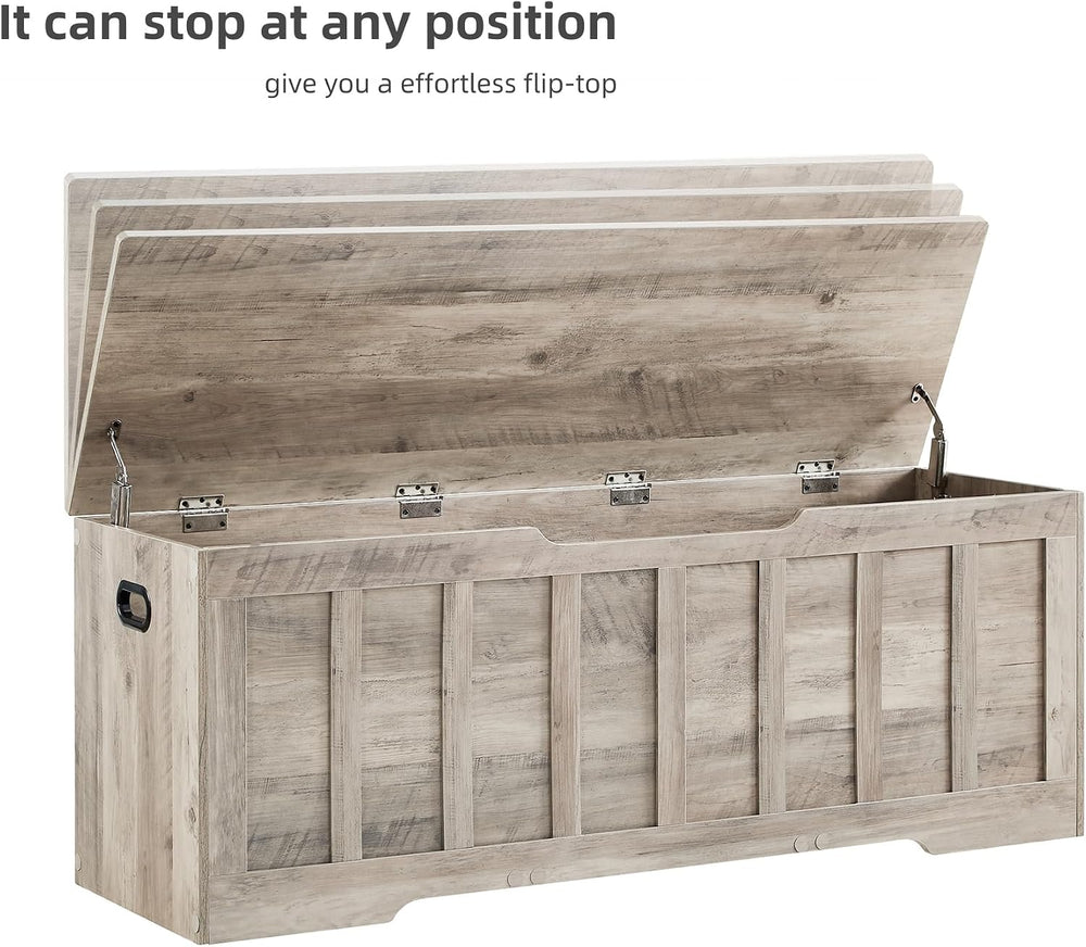 VANKILEY 51.2" Storage Chest Extra Large,Wooden Storage Bench,Greige | C...